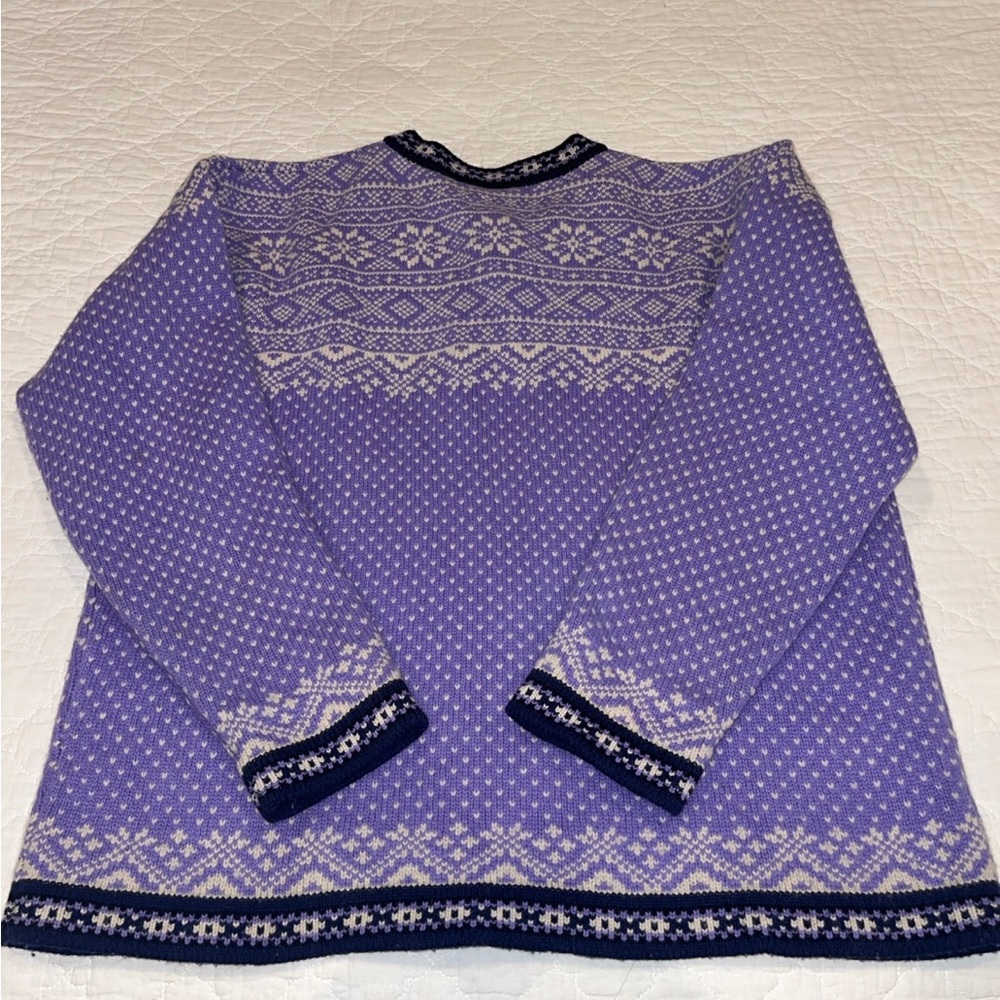 Lands End Wool Purple sweater XL - Picture 2 of 4